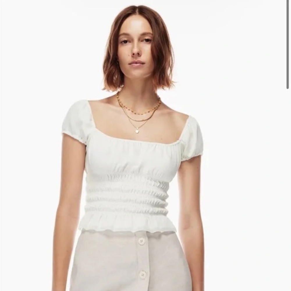 Wilfred Balcony Cream Fitted Smocked Blouse